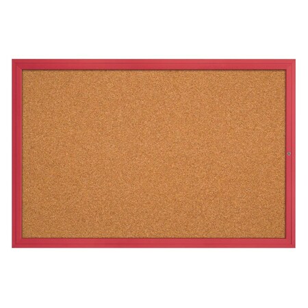 United Visual Products Hinge-less Radius Corkboard, 24"x36", Satin Alum Frame/Apricot UVEB2436R-SATIN-APRICOT